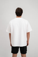 Bijela muška majica Essentials White Être - oversized fit stražnji pogled, kratki rukavi, premium casual odjeća