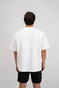 Bijela muška majica Essentials White Être - oversized fit stražnji pogled, kratki rukavi, premium casual odjeća